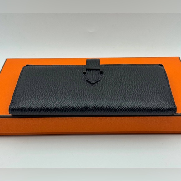 Hermes Bearn Soufflet Bifold Long Wallet Epsom Noir Black France Box - Picture 8 of 16